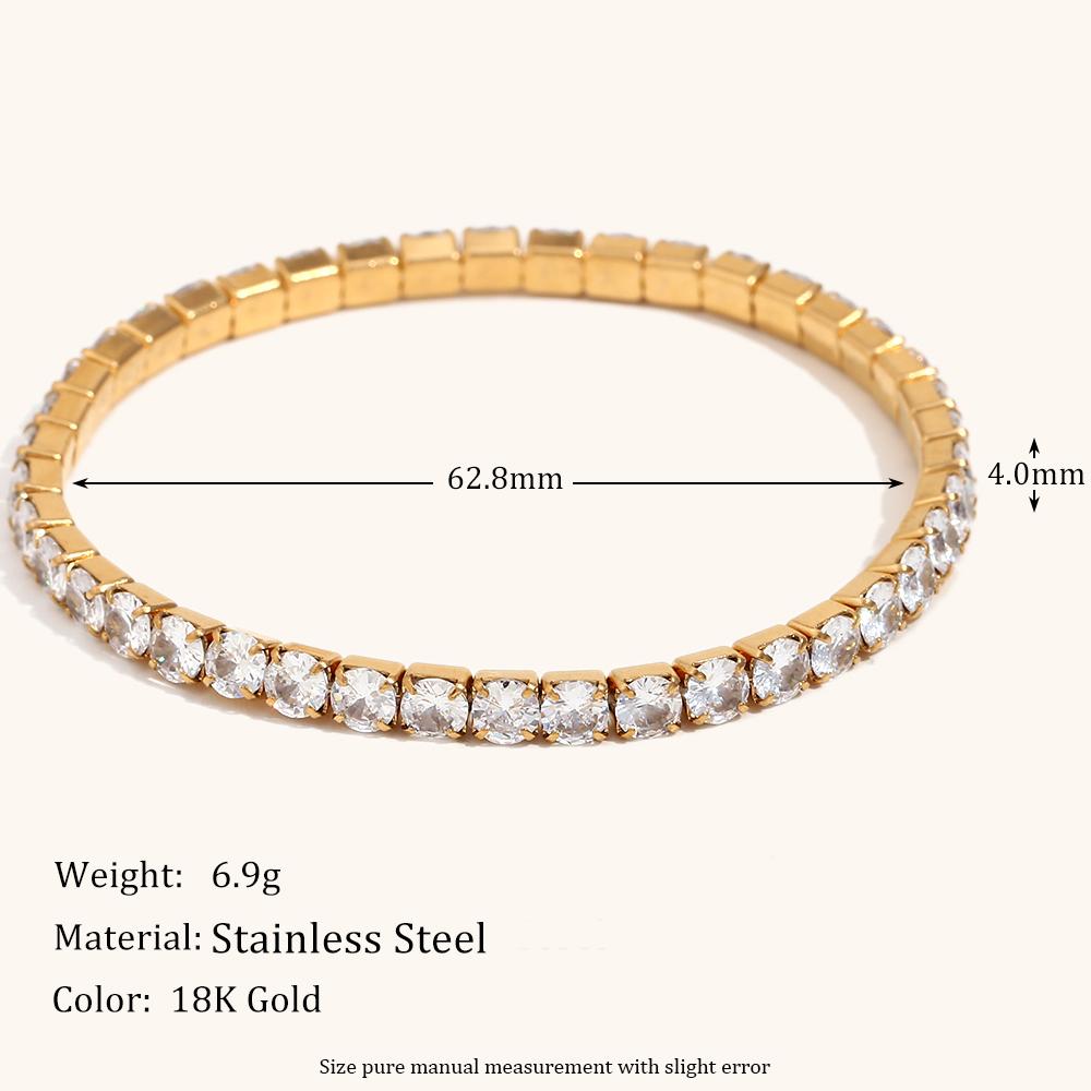 La.Muses Elastic Cubic Zirconia Stainless steel Woman's Bracelet Fashion Luxurious Zircon Party Accessories