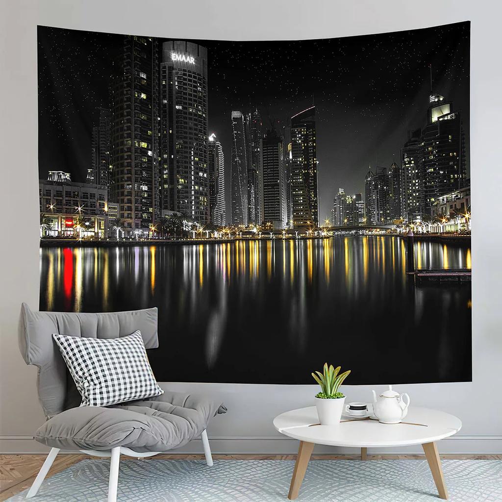 San Francisco Bay Bridge Tapestry City Night View Tapestry Landscape Tapestry Home Living Room Bedroom Wall Art Tapestries