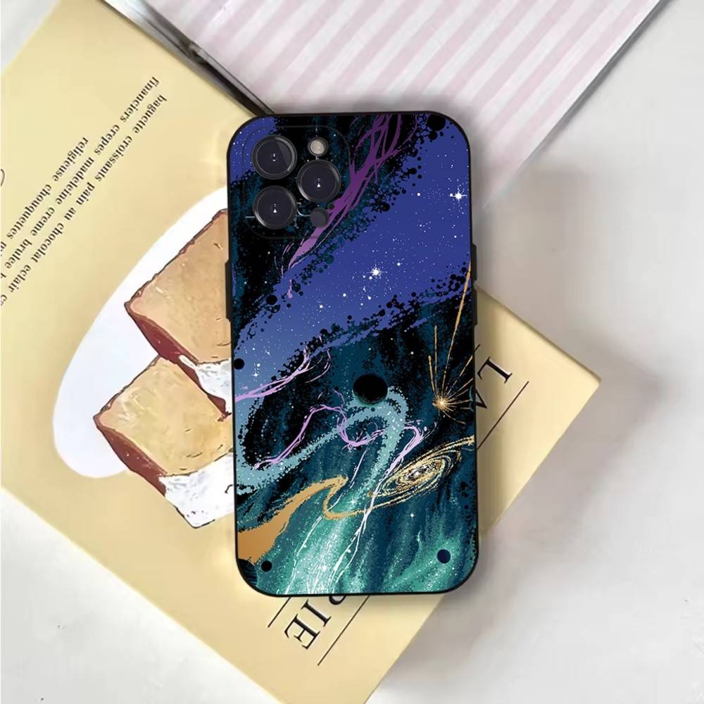 Space For Galaxy Universe Phone Case For iPhone 6,17,16,15,14,13,12,11 Plus,Pro Max,XS,X,XR,SE,Mini,8,Soft Silicone Black Cover