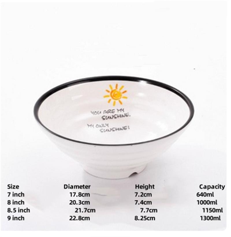 Melamine Noodle Bowl Household Plastic Tableware Restaurant big round Ramen Salad Bowl Thickened Not Easily Broken Soup Bowls