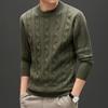 Men's Thick Cable Knit 100% Wool Sweater - Warm and Casual Autumn/Winter Base Layer Knitwear