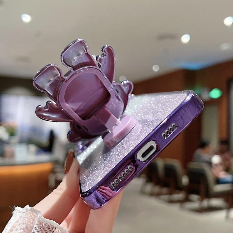 For iPhone 13 Astronaut Holder Gradient Glitter Powder Phone Case