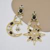 Medieval Style Sun&Moon Earrings Handmade Crystal Earrings Cute Dangle Earring  Party
