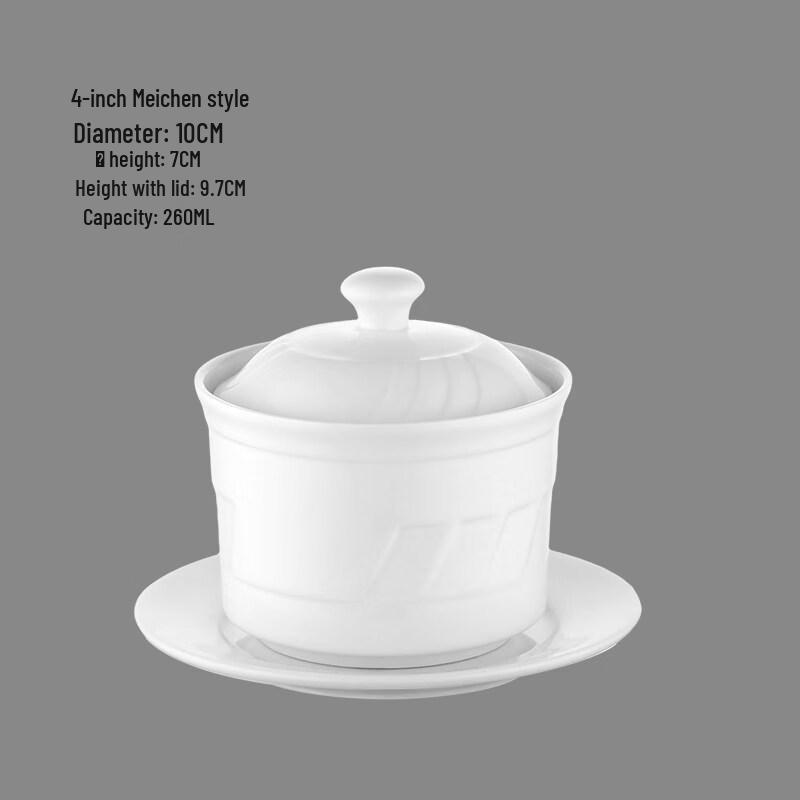 RuHan Commercial Ceramic Double Boiler Stew Pot with Lid and Spoon Set