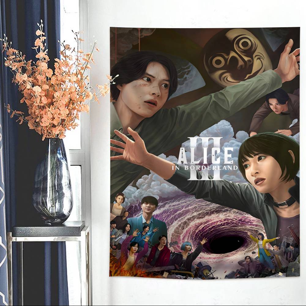 Hot TV Alice In Borderland Cartoon Tapestry Art Science Fiction Room Home Decor Wall Hanging Sheets