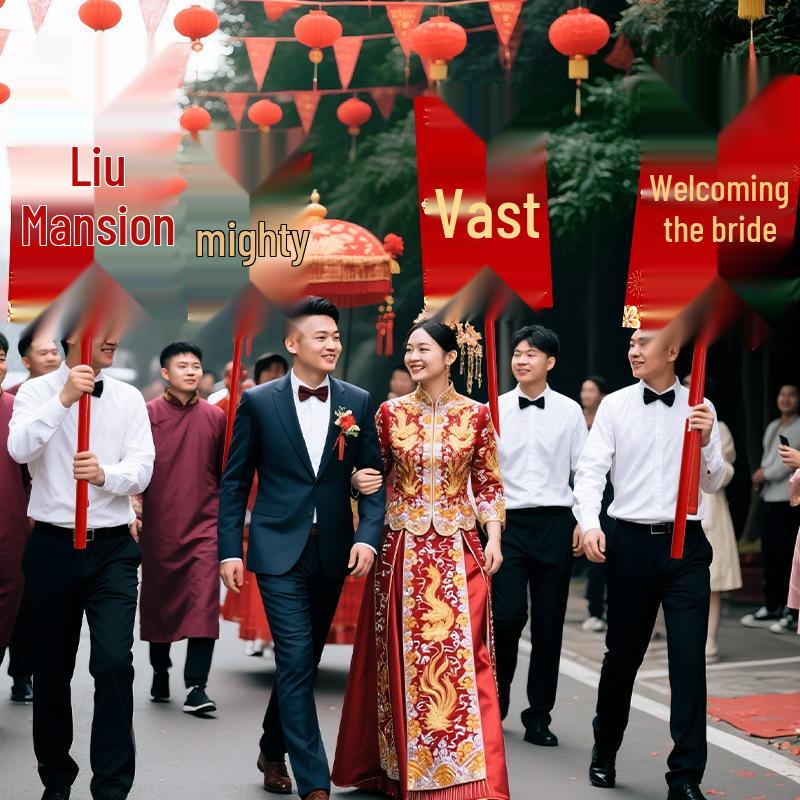 Chinese Wedding Retro Signboard: Ritualistic Sedan Chair Photo Prop for Bride Pickup