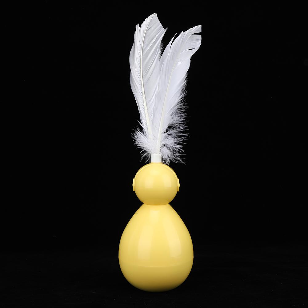 ABS Durable Pet Robot Attractive Tumbler Swing Ball with Feather Cat Teaser Funny ToyYellow