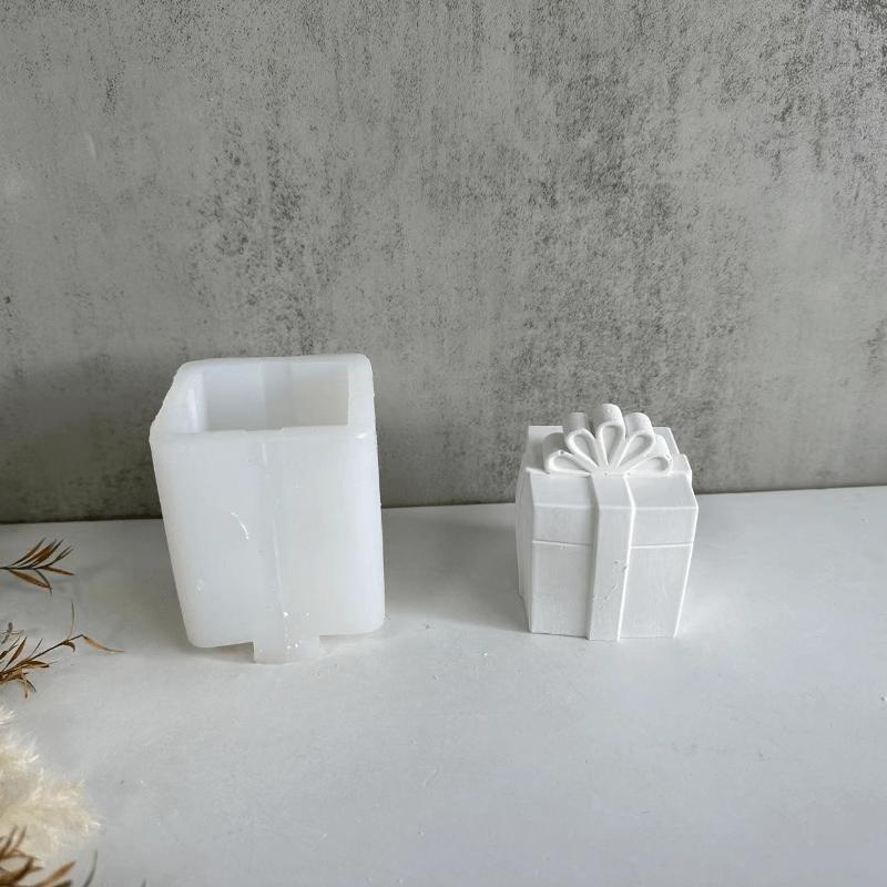 3D Christmas Gift Box Candle Silicone Mold Bowknot Gift Boxes for Car Aromatherapy Candle Gypsum Resin Mould DIY New Year Xmas Gifts