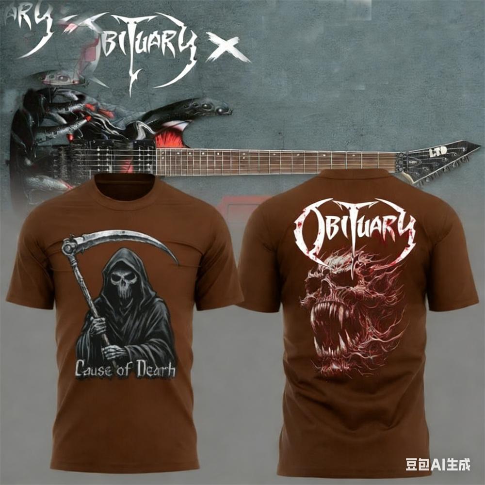 Letnia męska koszulka New Rock Obituary Zespół czaszki Nadruk Koszulka Mężczyźni Kobiety Moda Oversize Krótki rękaw Koszulka Graficzna Koszulka