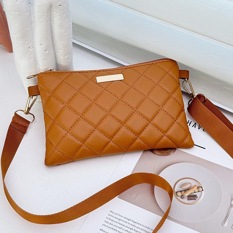 Geantă Mini Crossbody Casual pentru Femei - Design Versatil cu Grilaj Diamant Brodat pentru Telefon