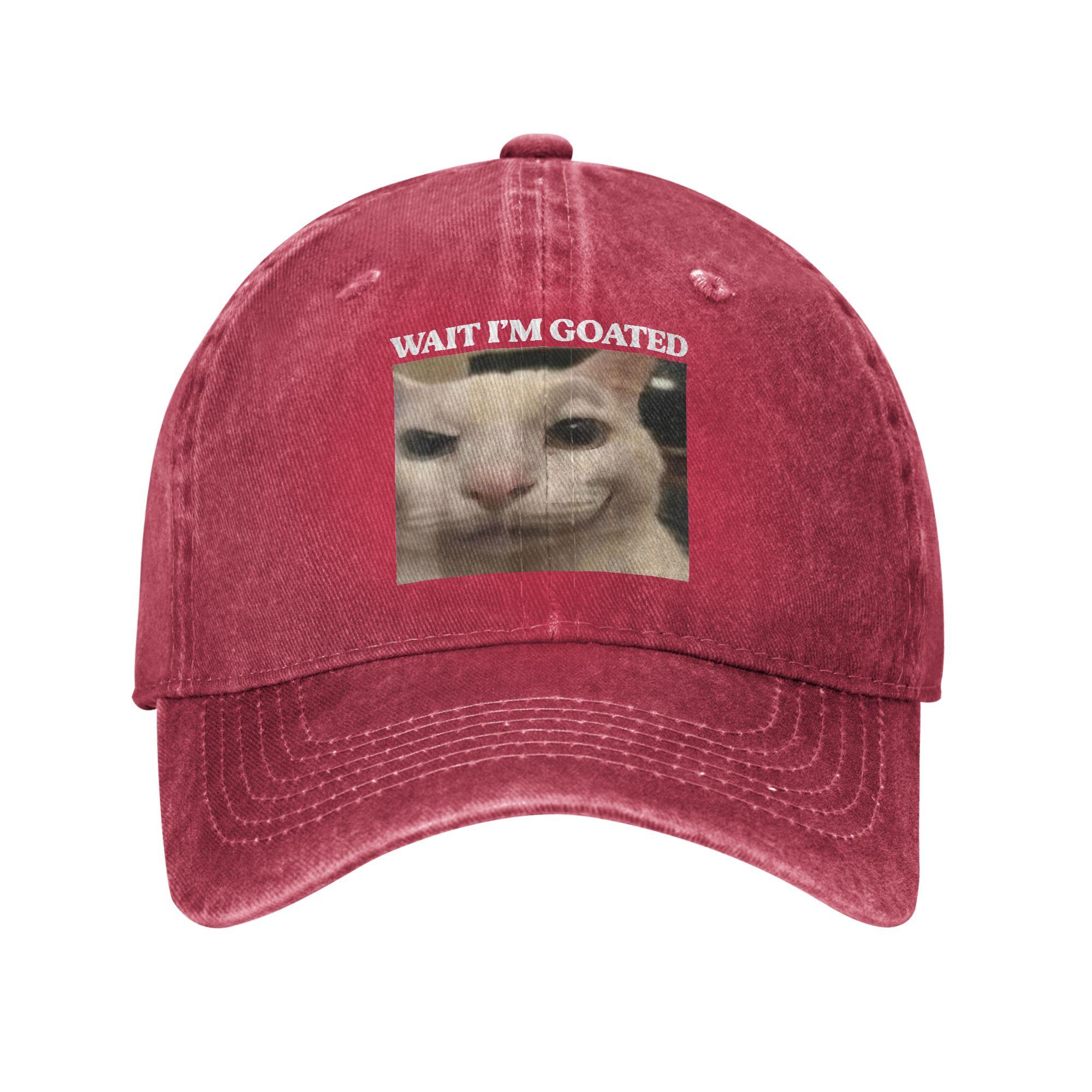 Wait Im Goated Cat Silly Meme Baseball Caps Unstructured Unisex Funny Distressed Denim Washed Snapback Travel Adjustable Hat Adjustable