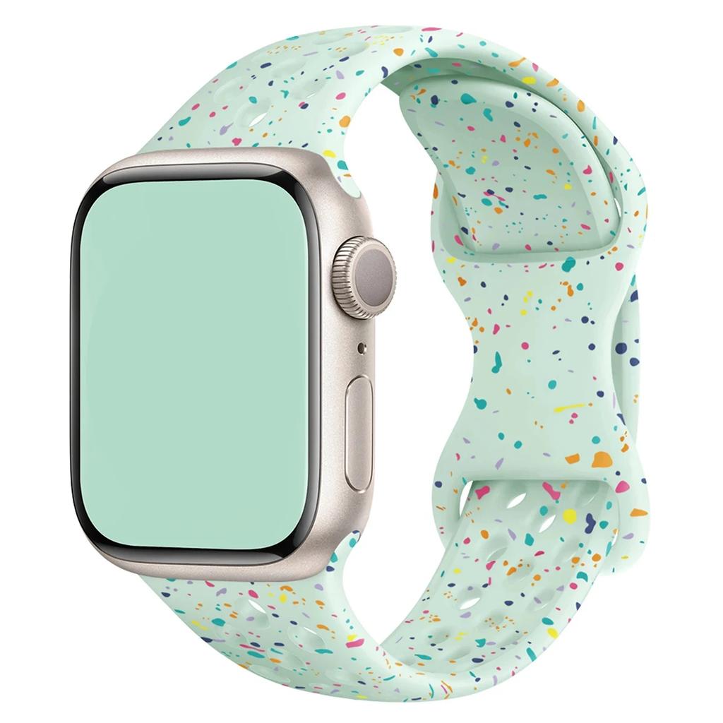 Color Particles Strap for Apple Watch Ultra 2 Band 49mm 45mm 44mm Silicone Bracelet for IWatch Series 9 8 7 6 5 41mm 42mm SE 4 3