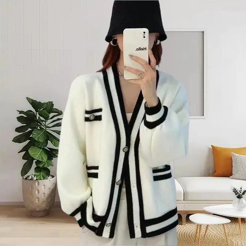 

Маленький свежий кардиган свитер короткая куртка женская свободная и универсальная вязаная куртка цветная верх one size fits all белый