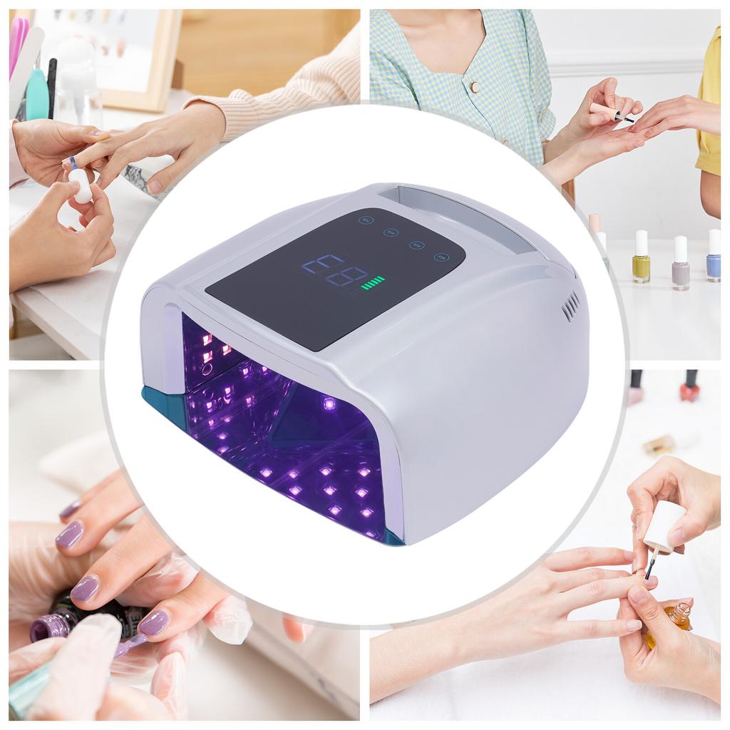 Rechargeable 96W UV LED Nail Lamp, Portable Nail Dryer, 4 Timer Settings, Auto Smart Sensor, Home Salon Manicure & Pedicure Tool