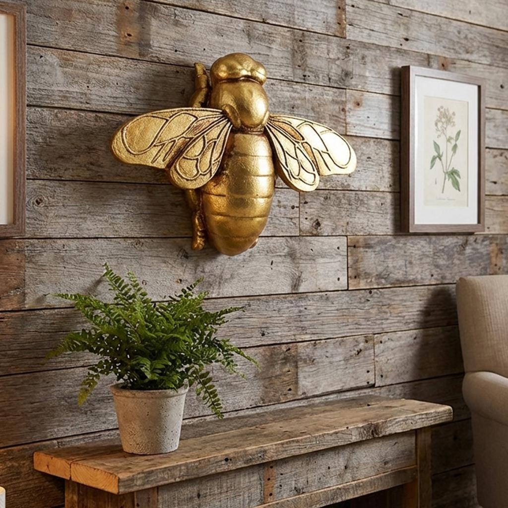 Elegant Resin Golden Bees Wall Sculpture Decors With Intricate Detail For Gift Giving And Home Styling Collectible Gift
