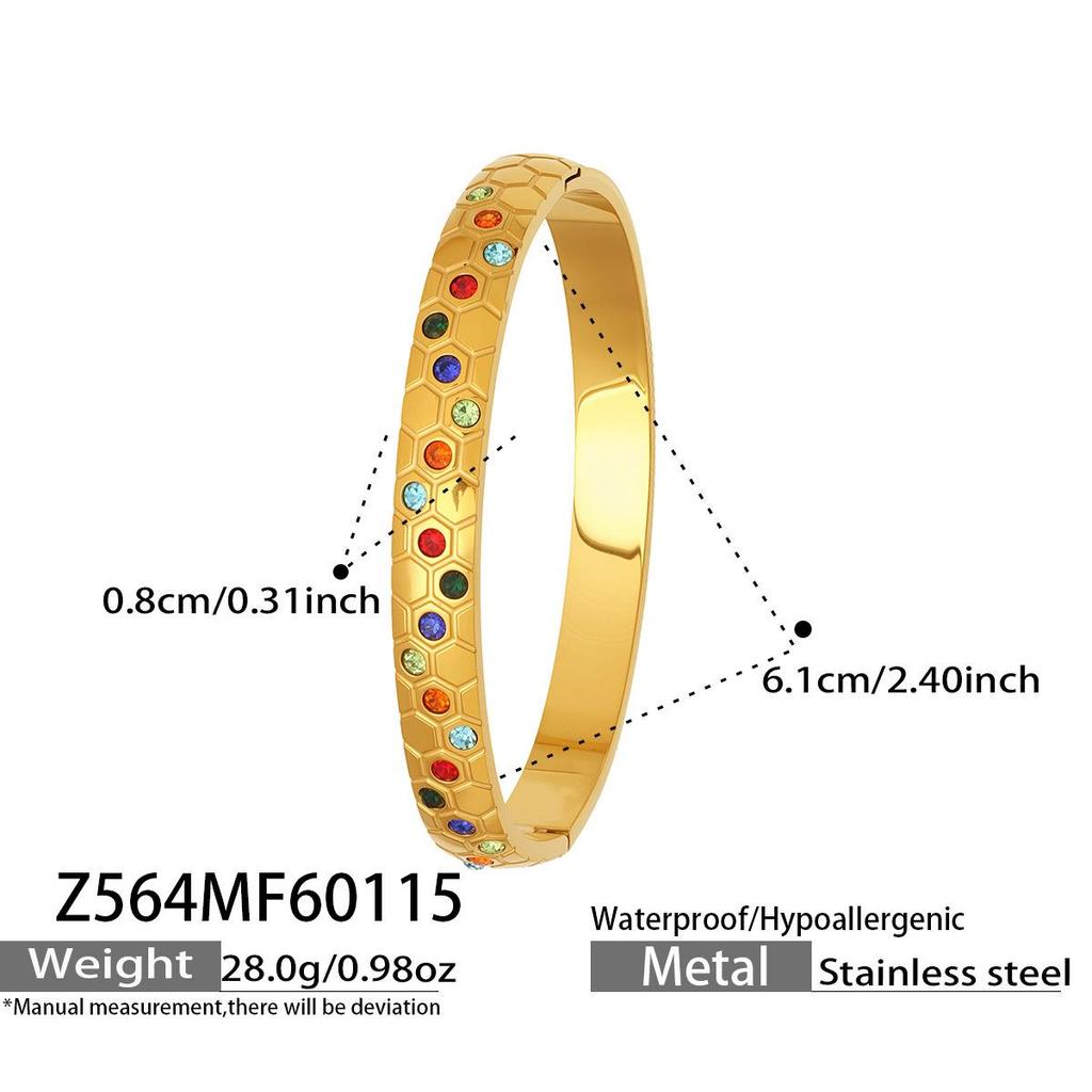 18k Gold-Plated Geometric Zirconia Enamel Bracelet Set