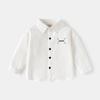 Kinder Langarmhemd 2025 Herbst Jungen Revers einfarbig besticktes Hemd Baby Oberteil trendige Kinderbekleidung