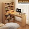 Compact Corner Computer Desk with Integrated Bookshelf & Vanity for Bedroom or Home Office