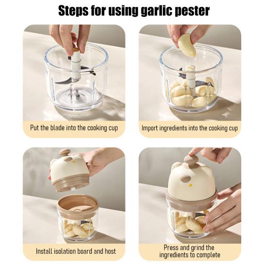 Electric Garlic Chopper with Stainless Steel Blades Mini Food Processor for Mincing Purees Portable Kitchen Gadget for Home Camping Travel