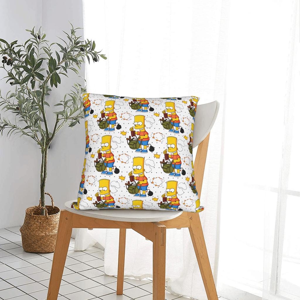 S-Simpsons Cartoon Background Pillow Cover Custom Cushion Cover Cute Funny Pillow Case For Living Room Bed Chair