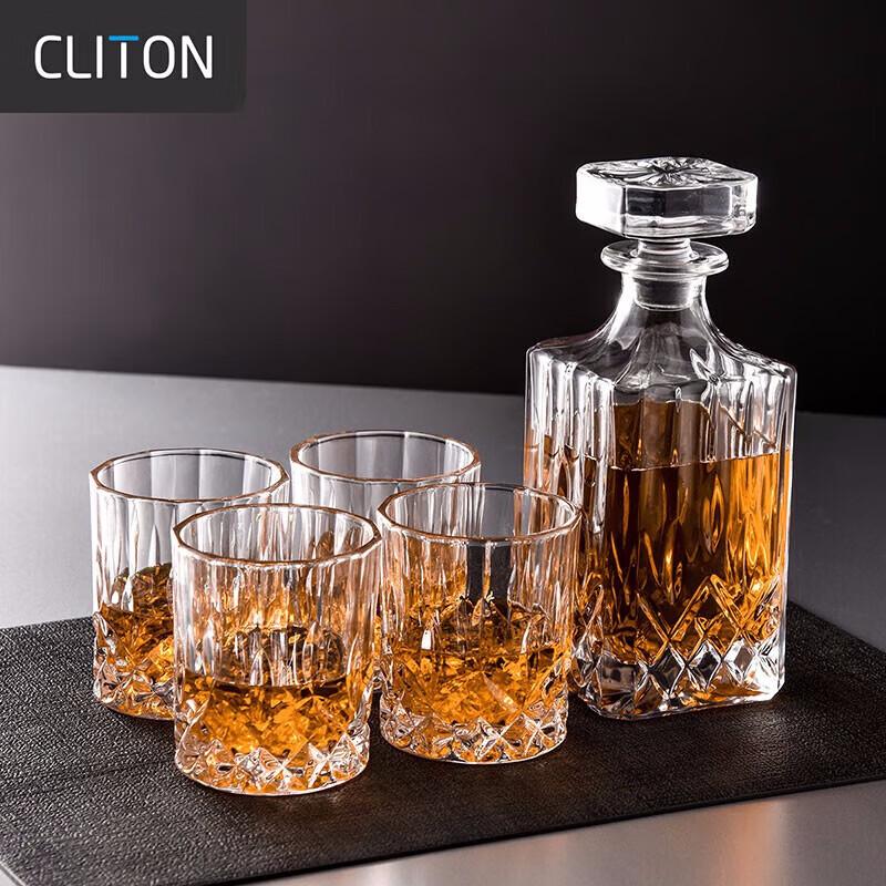 CLITON European Style Glass Whisky Decanter & Glasses Set
