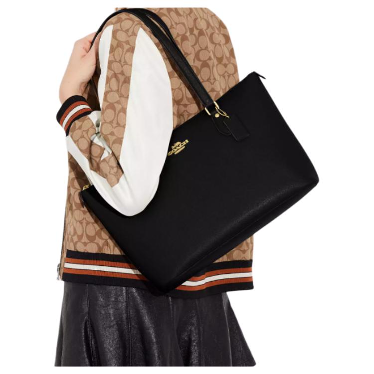 Coach Galerie 37 Metall-Logo Oberteil Recycelte Leder-Tragetasche Damen Tragetaschen CV402-IMBLK