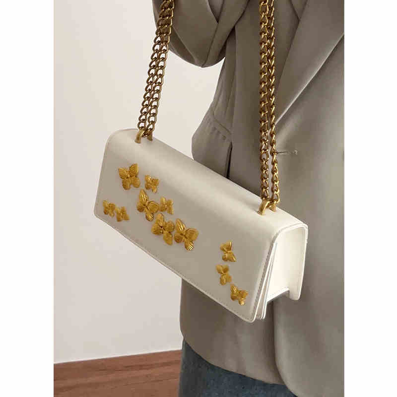 

Metal 3D Butterfly Underarm Bag Spring Summer New Chain Crossbody Bags Luxury Designer Party Handbags Girlfriend Gift (20cm<Max Length<30cm) белый