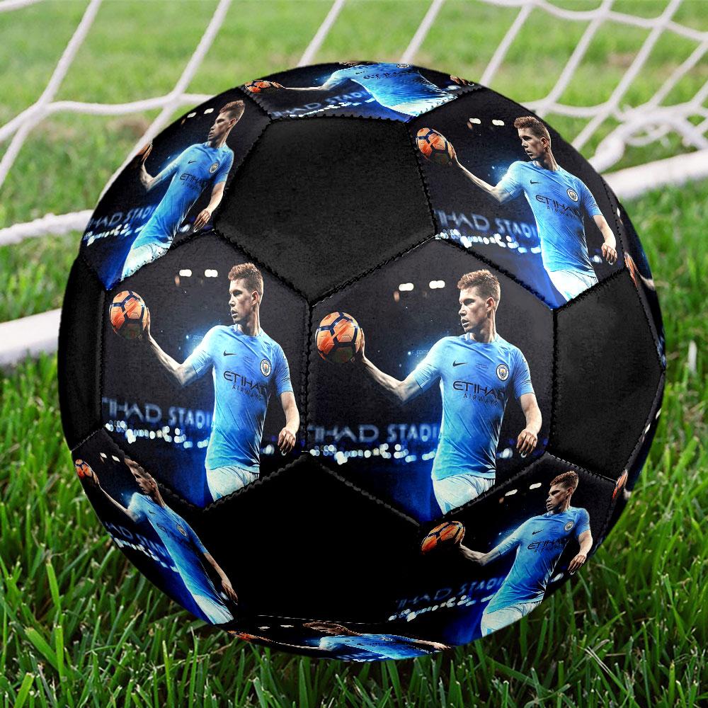 Kevin De Bruyne Size 5 Soccer Ball, Machine-Stitched PVC, Durable & High Bounce, All Ages Fit, fan merchandise, matches & outdoor use.