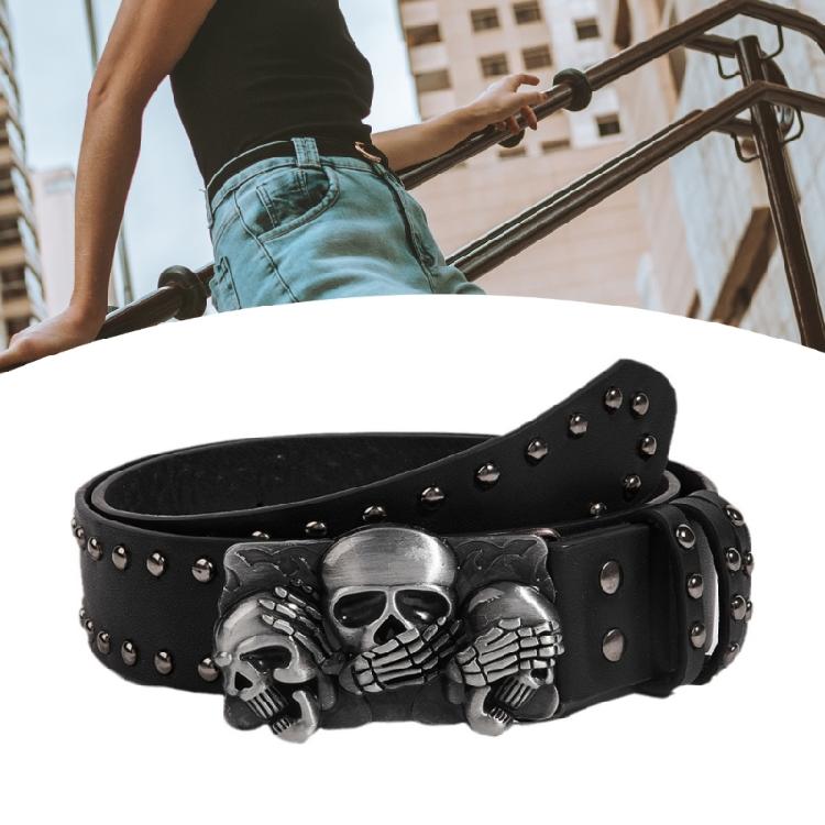 Skull Buckle Grunge Punk Waist Belt Modern Buckle for Jeans Dress Unsiex