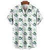 Retro Style Christmas Tree Reindeer Snowflake Printed Short Sleeved Shirt for Men and Women Christmas Holiday Loose Casual Shirt