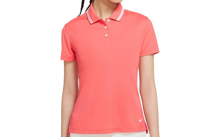 Nike Polo Shirts Women s Mysterious Ash Red Polo Collar Moderate Straight Fit BV0218-814 XS