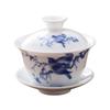 3.4-Inch Blue & White Ceramic Gaiwan Tea Set - 3-Piece, 100ml Capacity