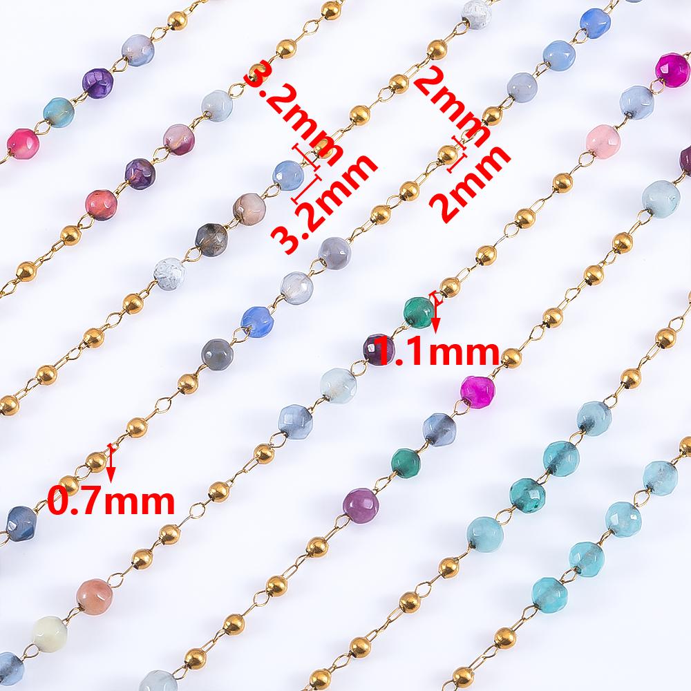 0.5Meter 1Meter Stainless Steel Chain Color Crystal Ball Stone Beads Necklace Chain for Body Jewelry Making DIY Bracelet Supply