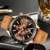 BY BENYAR Chronograph Analog 30M Water Leather Strap Quartz Brown Gift for Men Men's Watch, Resistant, Simple, Stylish, Popular, Formal, Movement,