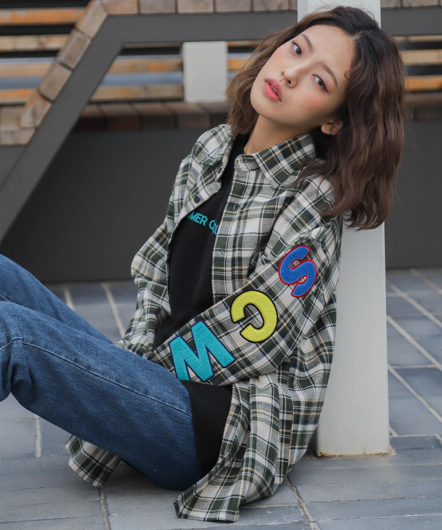Code Iam Scw Logo Over Fit Tartan Check Shirt Ivory Ivory/L