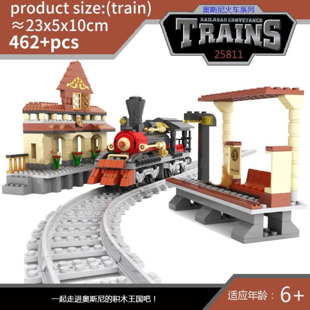 City Train Set Steam Bullet Vehicle Cargo Railway Station Model Building Blocks Brick Tracks Rail No Motor Kits Carriage Kid Toy