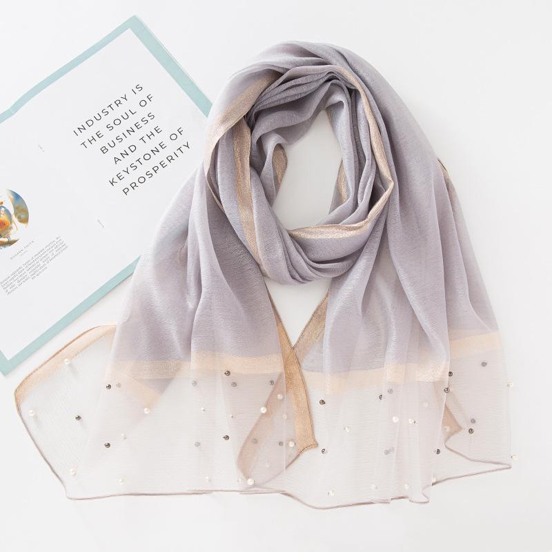 Luxury Pearl Long Scarf Shawl For Women Muslim Modal Hijab Thin Plain Scarf Big Size Headscarf Islamic Turban Headband 70*200Cm
