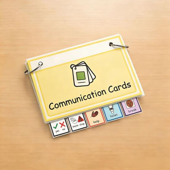 Communication Cards Basic Needs Communication Card with Metal Rings for Non Verbal Speech Therapy Children Adults Seniors