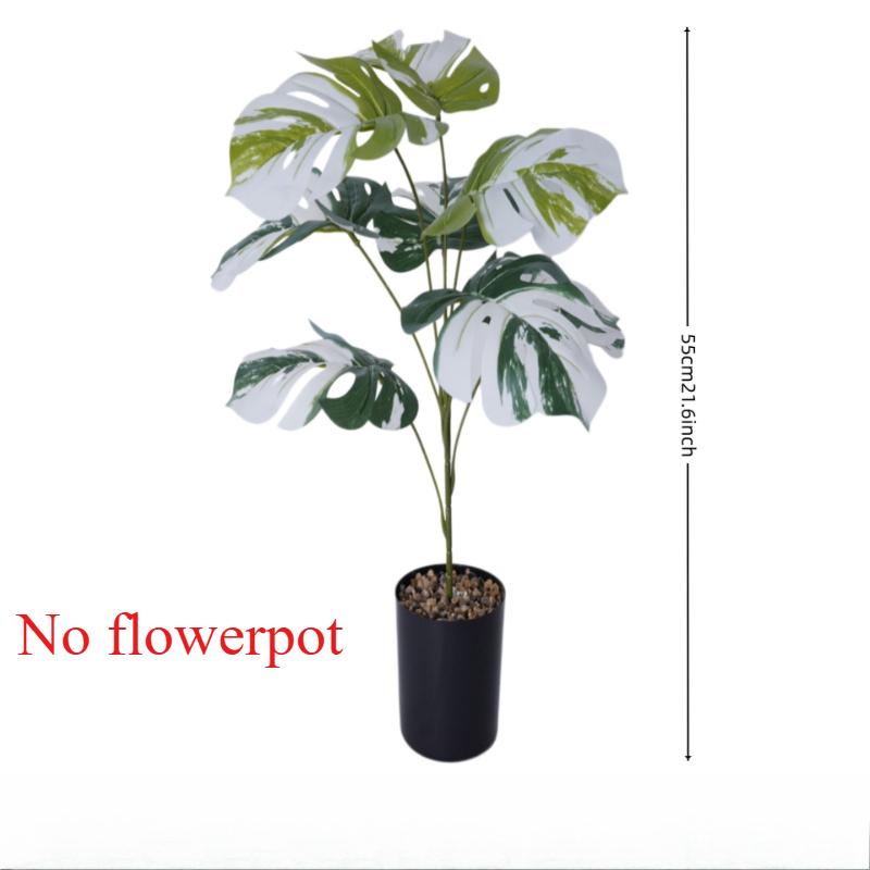 

3pcs Artificial Striped Monstera Leaf Plastic Green Plants Hotel Decoration Simulation White Big Monsteras Leaves Bouquet Plant