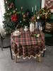 Tablecloth Plaid Christmas Day Table Cloth American Cloth, Round Tassel Suitable for Holiday Dining Rooms, Living Rooms, Family Gatherings