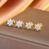 Sterling Silver Snowflake Stud Earrings Fashion Zircon Threaded Flower Earbone Studs Women'S Design Sense Light Luxury Temperament Ear Jewelry