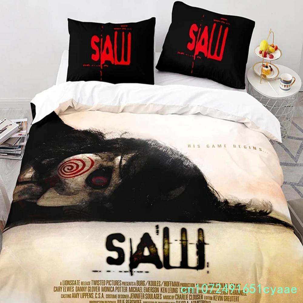 Horror Saw Movie Bedding Set Boys Girls Twin Queen Size Duvet Cover Pillowcase Bed Kids Adult Fashion Home Textileextile
