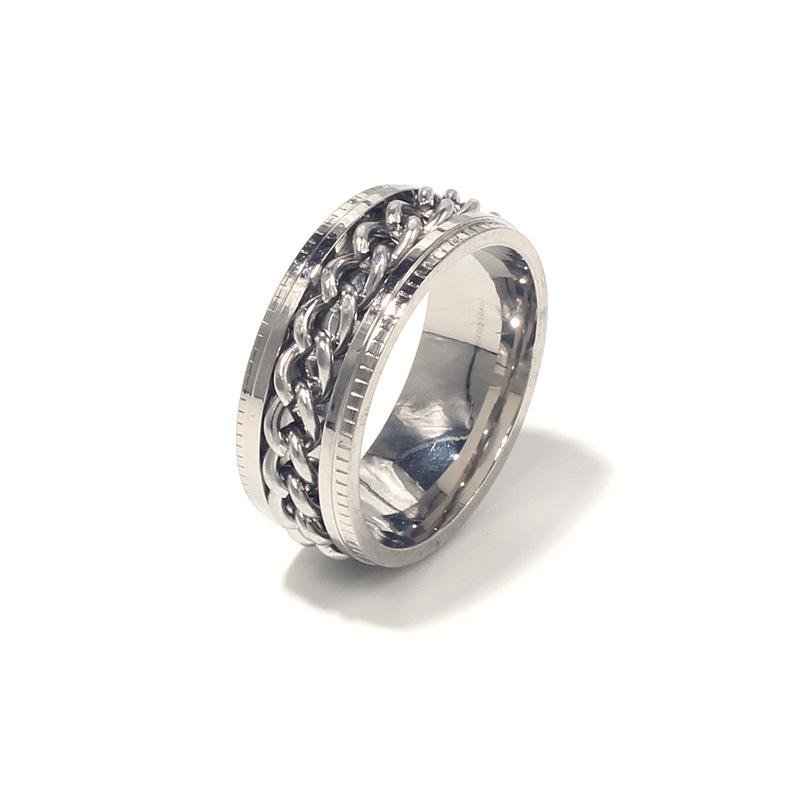 Herren Dominanter Drehbarer Edelstahl Kettenring - Trendiger, Nischen-, Anlaufbeständiger Titanschmuck