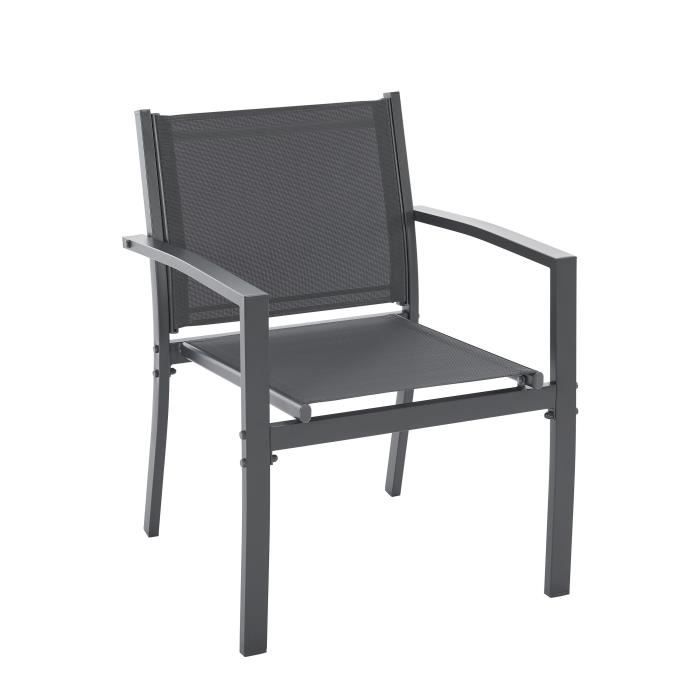 Salon de jardin CEBU - Structure Acier - 4 personnes - Gris