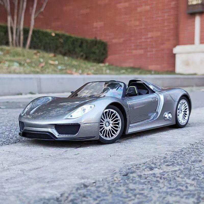 1:18 Porsche 918 Spyder Sportwagenmodell aus Legierung, Druckguss-Rennwagen-Simulationsmodell, Fahrzeuge, Sammlerstücke, Kinderspielzeug, Geschenke