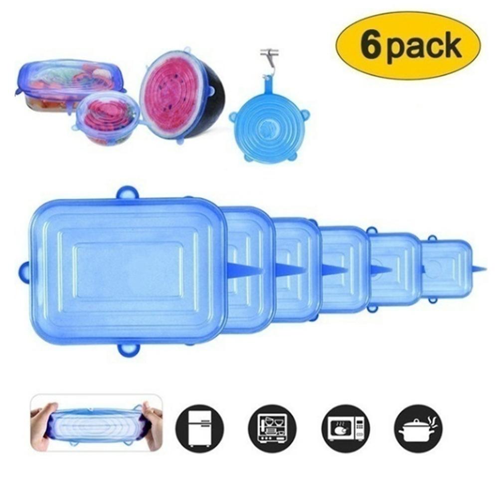 6/12 Pcs Food Grade Silicone Stretch Lids Universal Microwave Reusable Stretch Cover Cooking Food Fresh Wrap For Bowl Pot