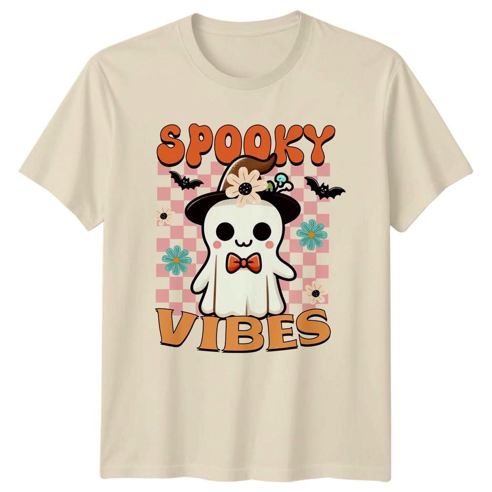 Spooky Vibes Unisexs TShirt Retro Ghost Halloween Gift For Her