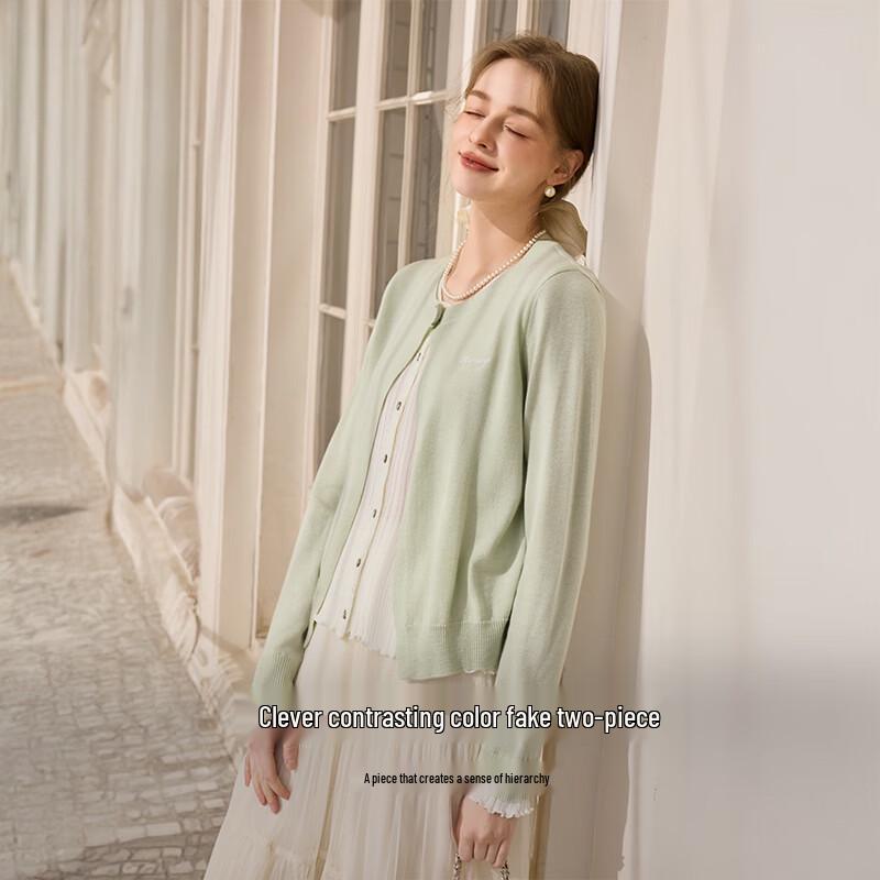 

Xiangying Women s Faux Two-Piece Knit Cardigan S