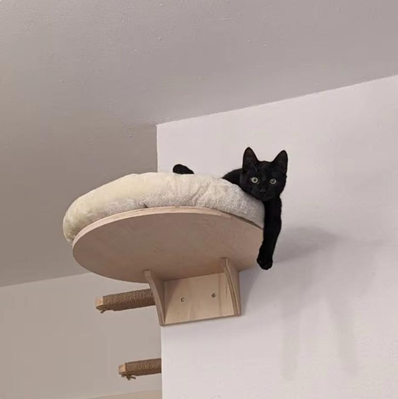 Pet Bed Cat Furniture Winter Cat Perch with Supports Wall Mounted Wooden Cat Space