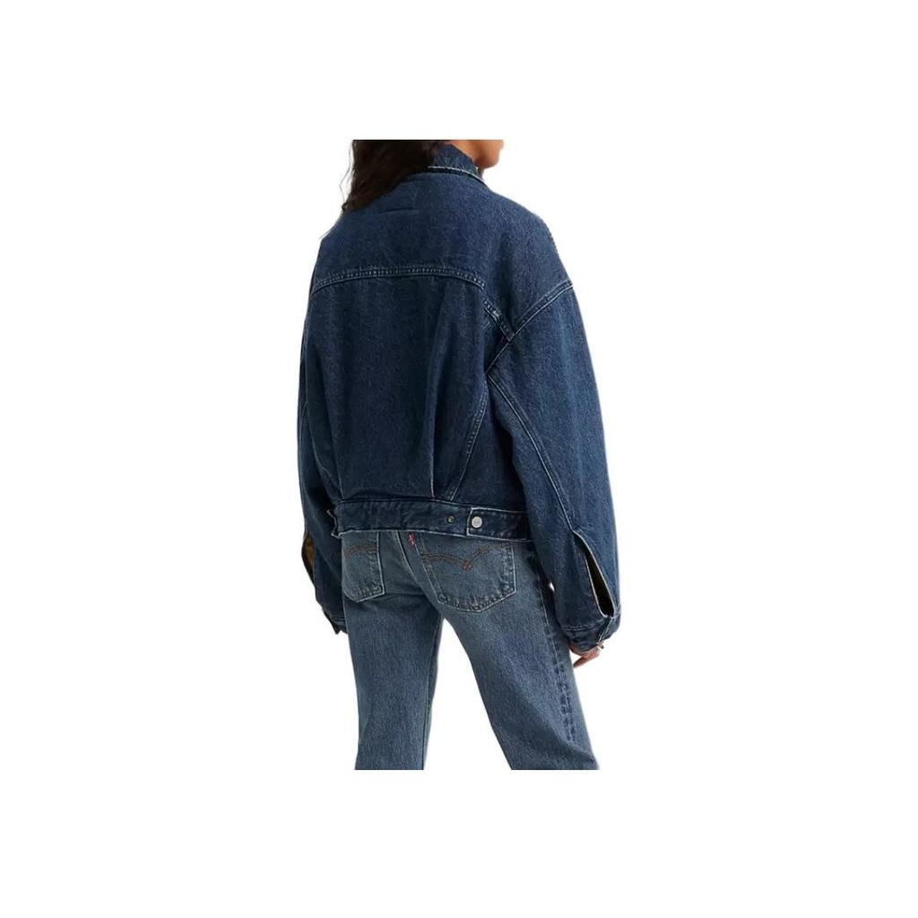 Levis Reversible Bubble Trucker Jacket Single Breasted Long Sleeve Denim Coat Women Jackets Blue A5997-0000